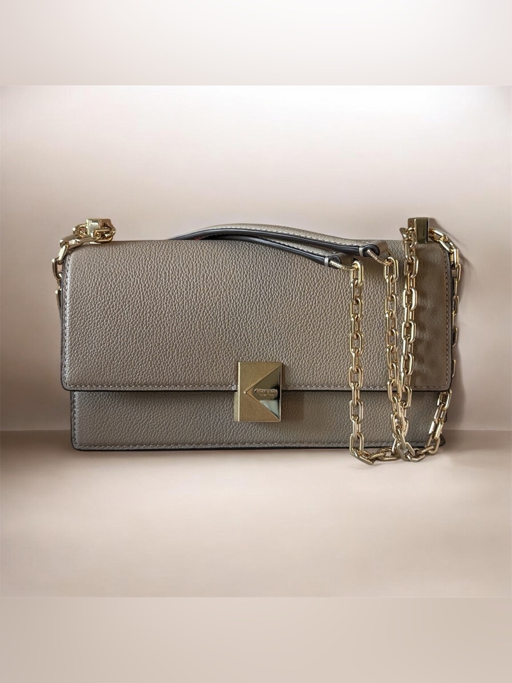 kate spade Deco Mini Flap Chain Crossbody timeless taupe